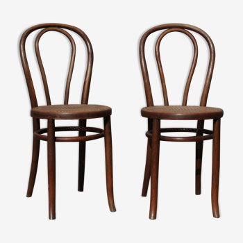 Paire de chaises bistrot en bois courbé