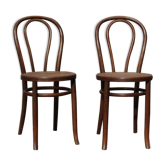 Pair of curved wooden bistro chairs
