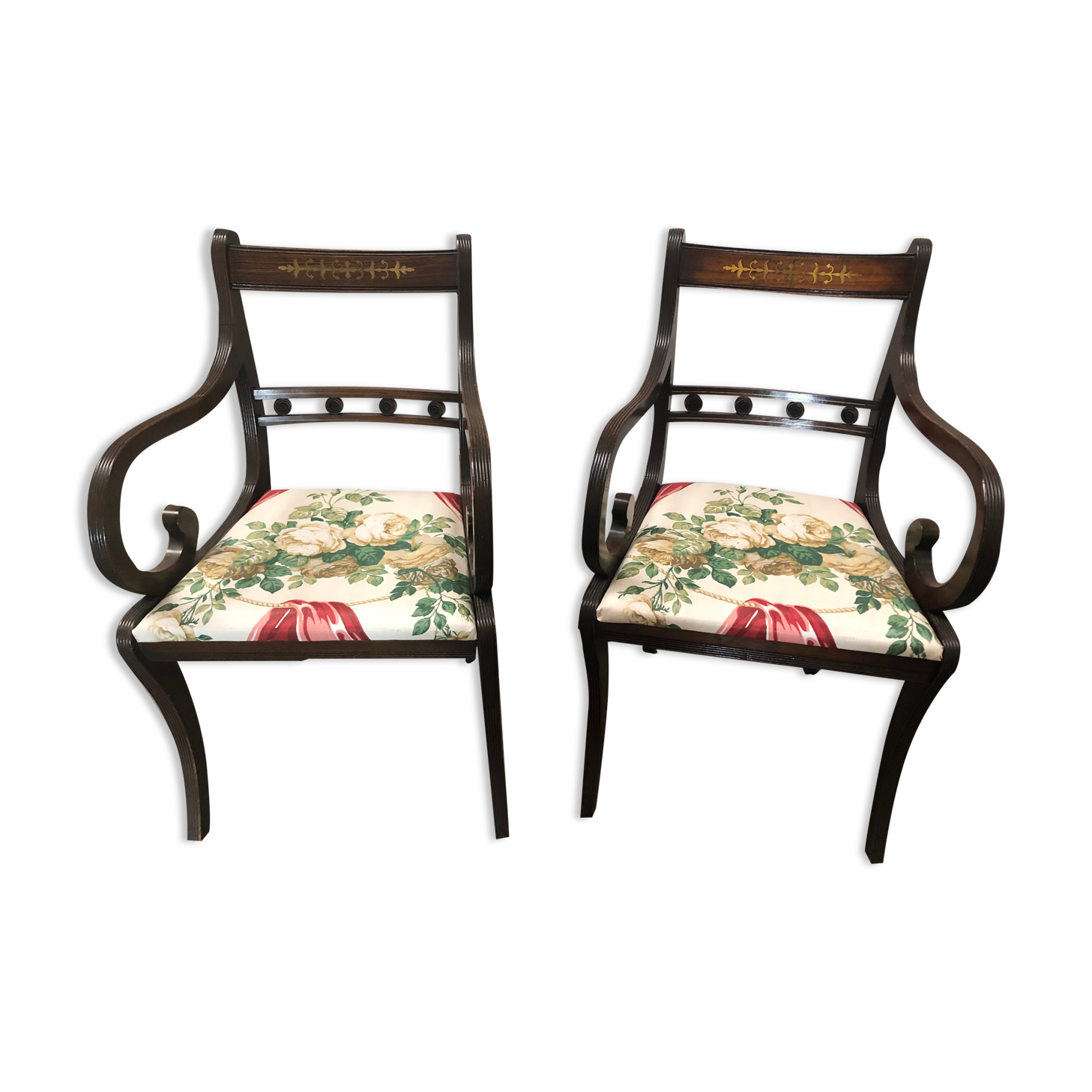 Pair of english bridge chairs