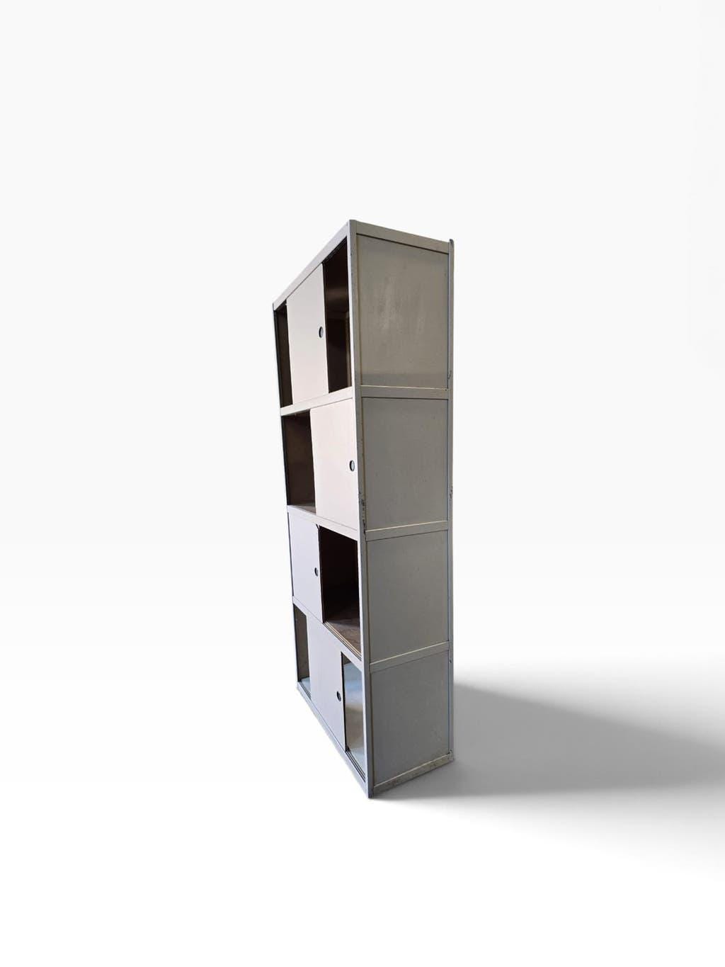 Light taupe vintage cabinet with sliding doors KEWLOX