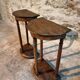 Pair of antique solid wood half-moon side tables, 19th century