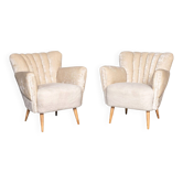 Paire de fauteuils à dos en coquille des années 1950