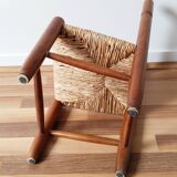Vintage children's chair in wood and straw