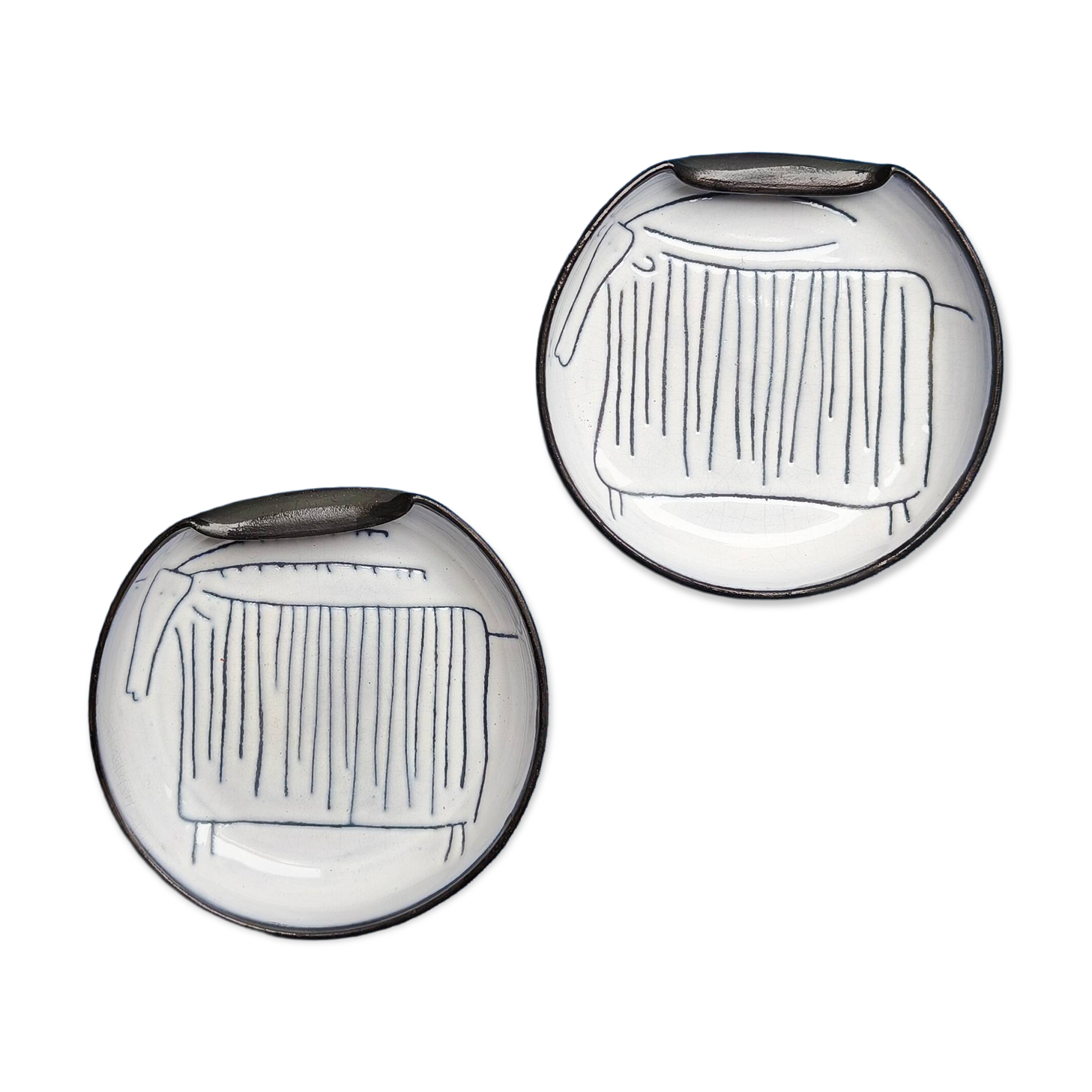 Jacques Innocenti, pair of ceramic cups, Vallauris, 1950s