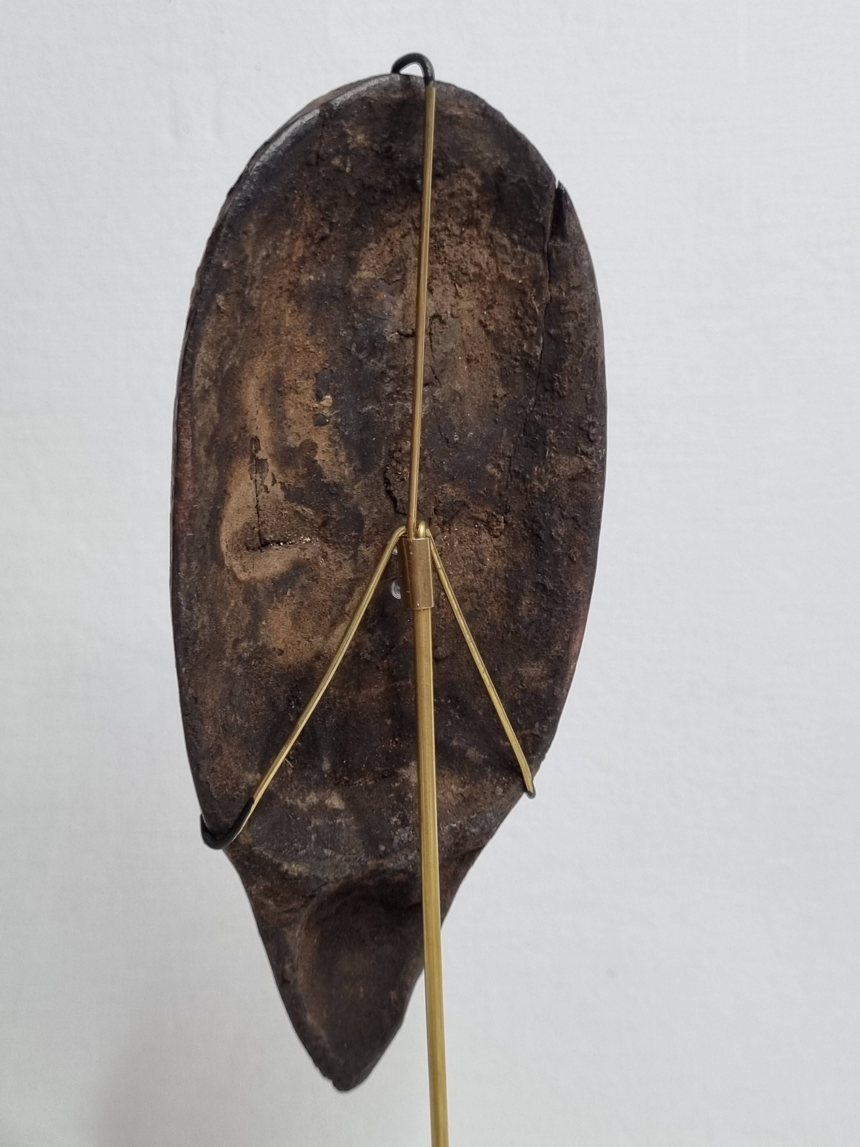 Antique African Dan Mahou passport mask with long beak, 19 cm