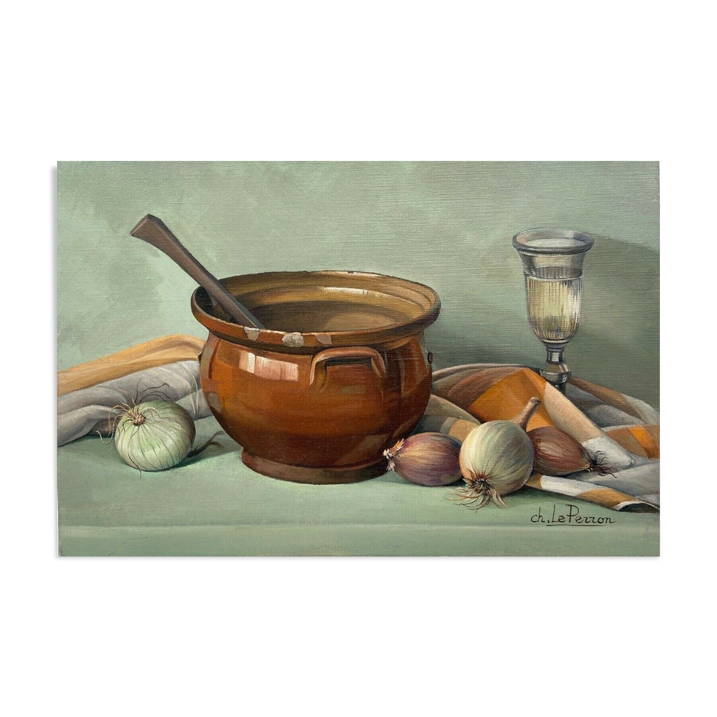 Huile sur toile par Charlène le Perron l'ecuelle jaune nature morte