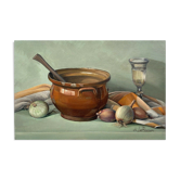 Huile sur toile par Charlène le Perron l'ecuelle jaune nature morte