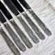 6 couteaux anciens en inox - Décor feuillage