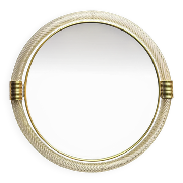 Venetian Round Wall Mirror with Torgiglione-Torchon Murano Glass – Barovier