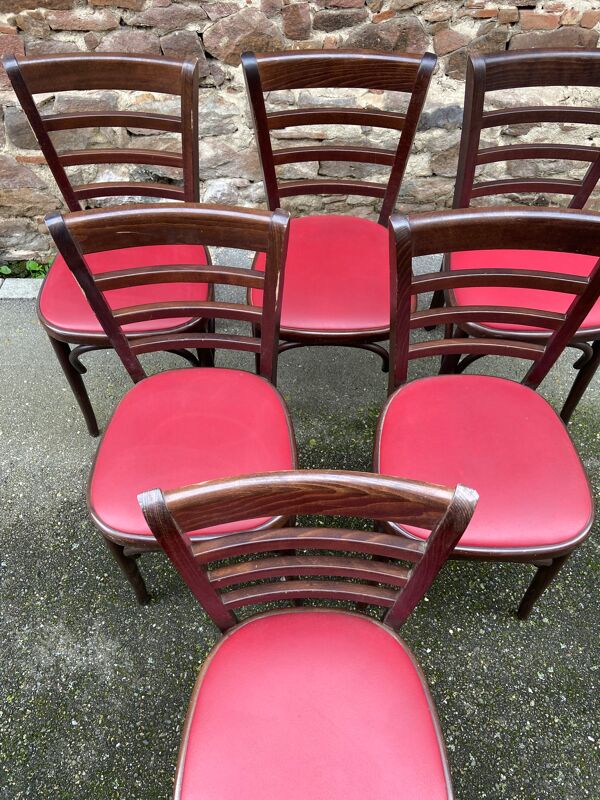 Set de 6 Chaises bistrot Brasserie bentwood bistrot chair shabby chic baumann Thonet simili cuir