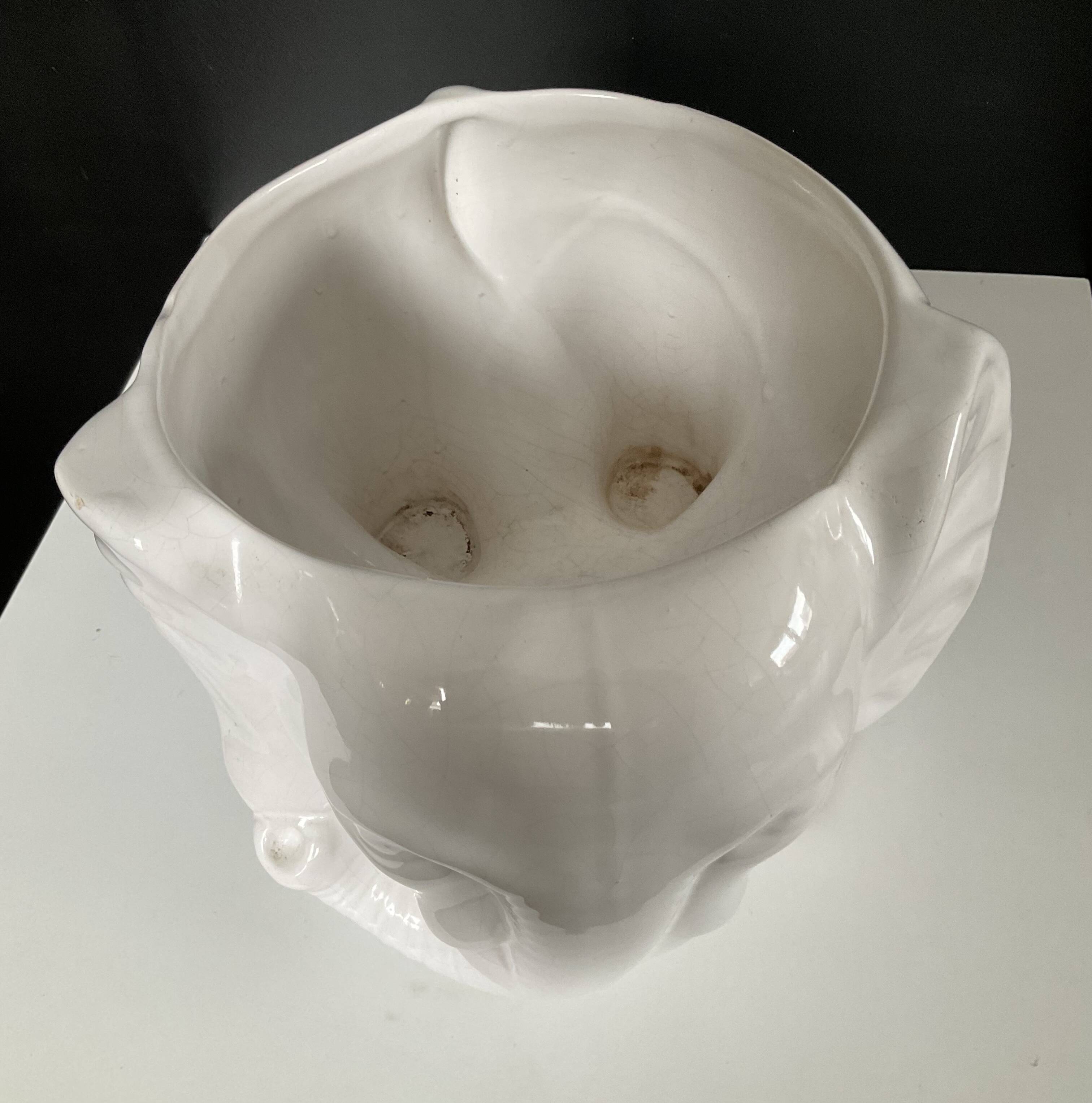 Vintage elephant cache pot in glazed ceramic