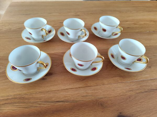 Lot de 6Tasses et Soucoupes Bernardaud Ithaque par Olivier Gagnère