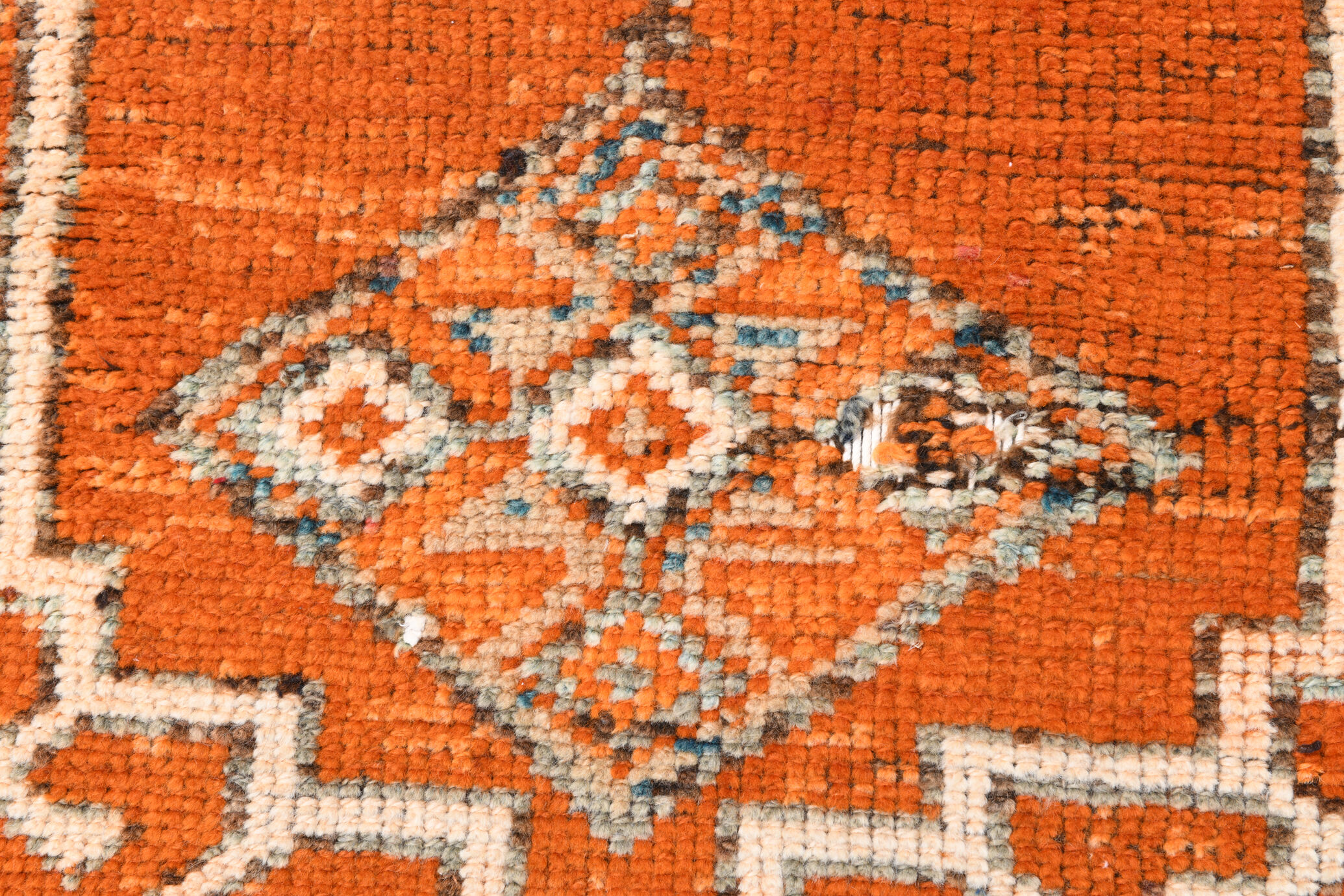 3x12 orange & beige long turkish vintage runner rug 387x87cm