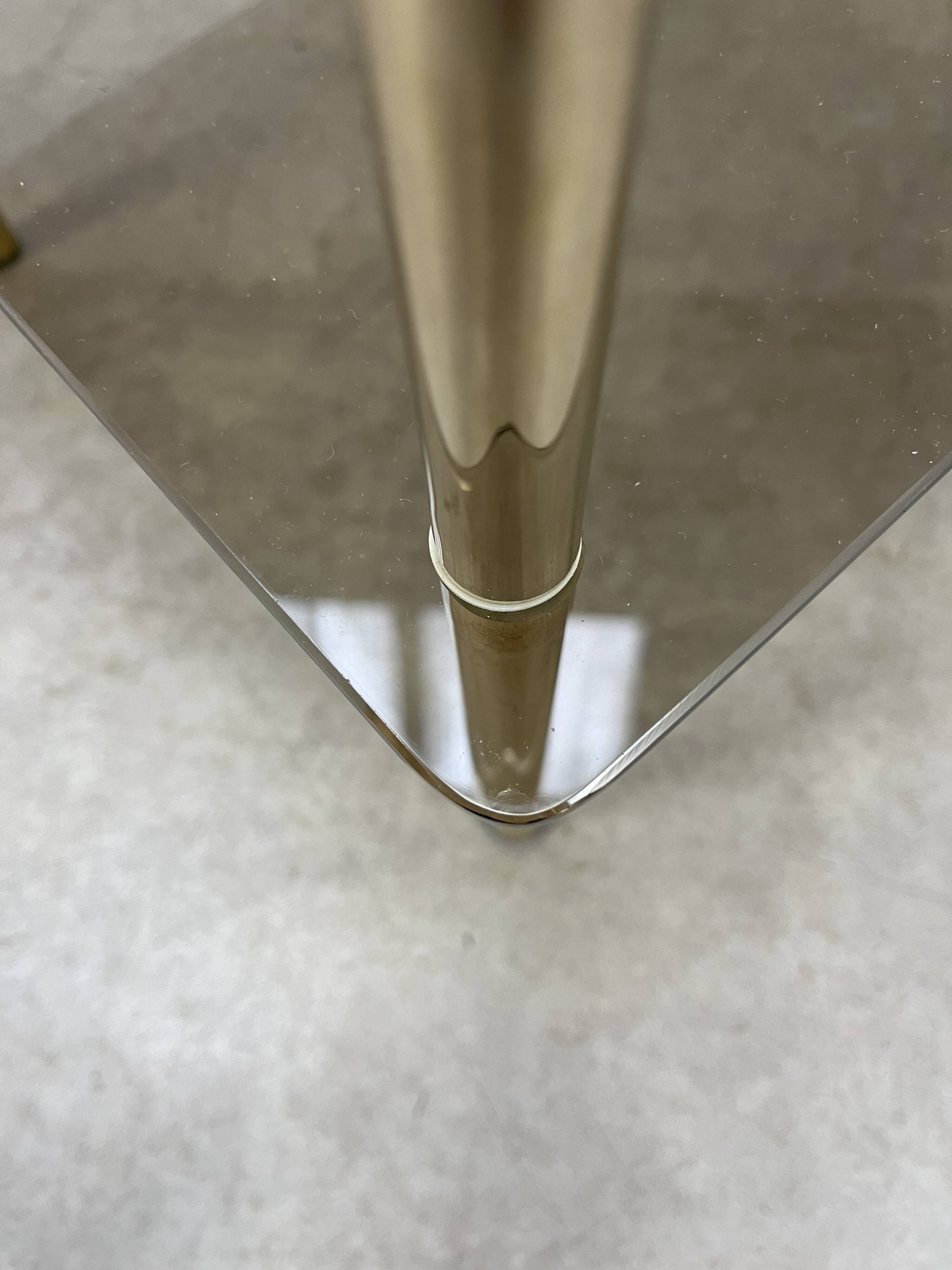 Smoked glass and gold metal side table, 1970s