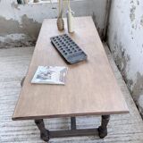 Farm table with turned legs, made of pine and birch, 180cm.