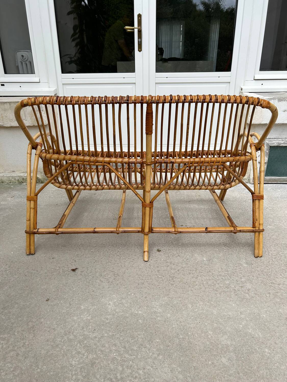 Vintage rattan bench