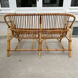 Vintage rattan bench