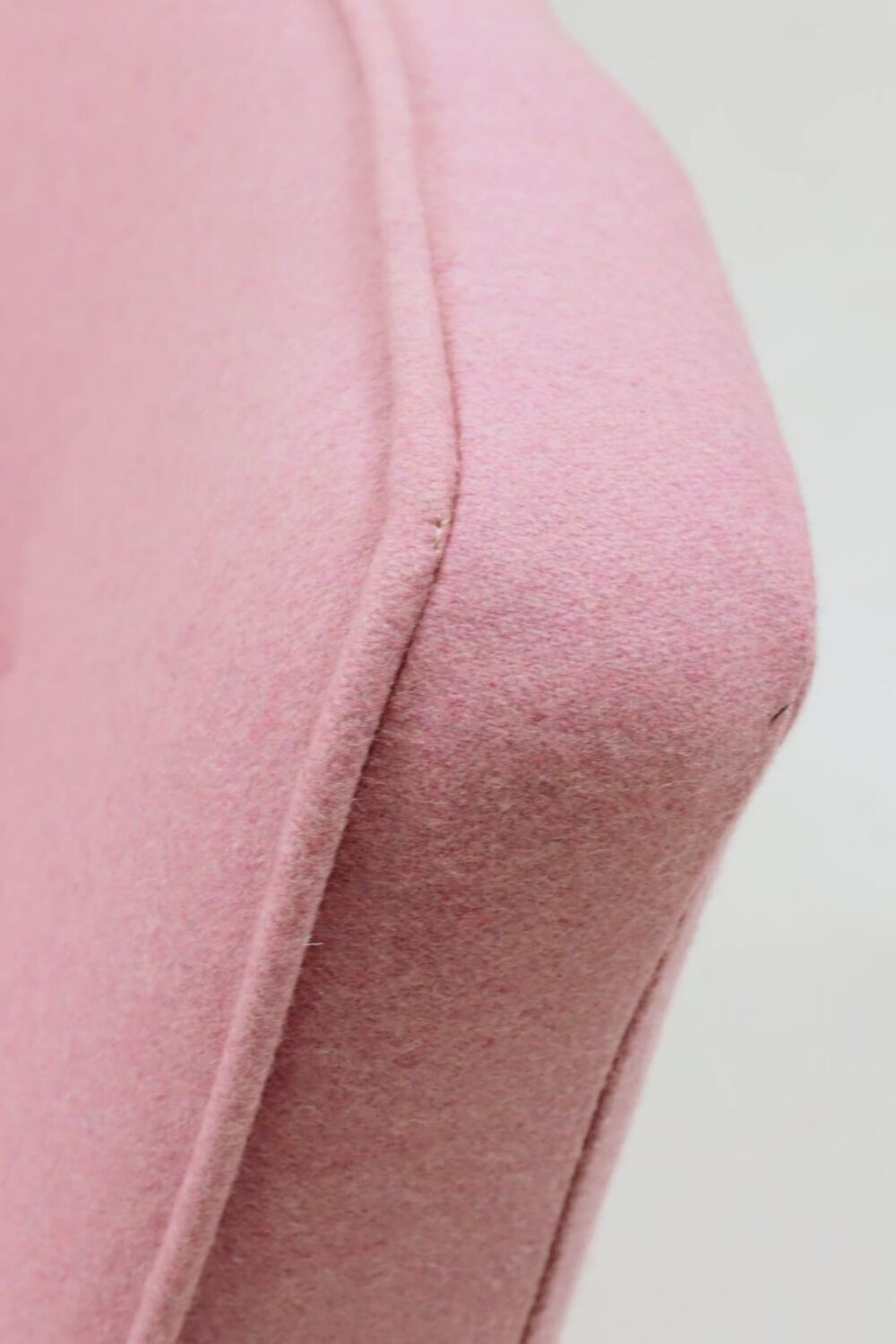 Pink Armchair Vintage Pastel wool fabric, Oak wood