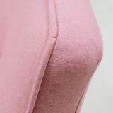 Pink Armchair Vintage Pastel wool fabric, Oak wood