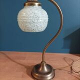 Bedside lamp in room with patinated golden globe Clichy blue