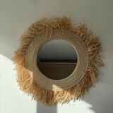 Mirror in raffia, 47 cm