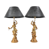 Naïade Lamp sculpture Art Nouveau in Golden Metal Signed by J.CAUSSE