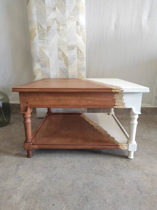 White and gold leaf coffee table