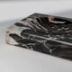 Vintage Black Beige White Marble Ashtray with Red Fabric Base - 1970s Italian Design, Heavy Desk Sculpture