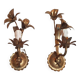 Pair of lily flower sconces in gilded metal design 60s