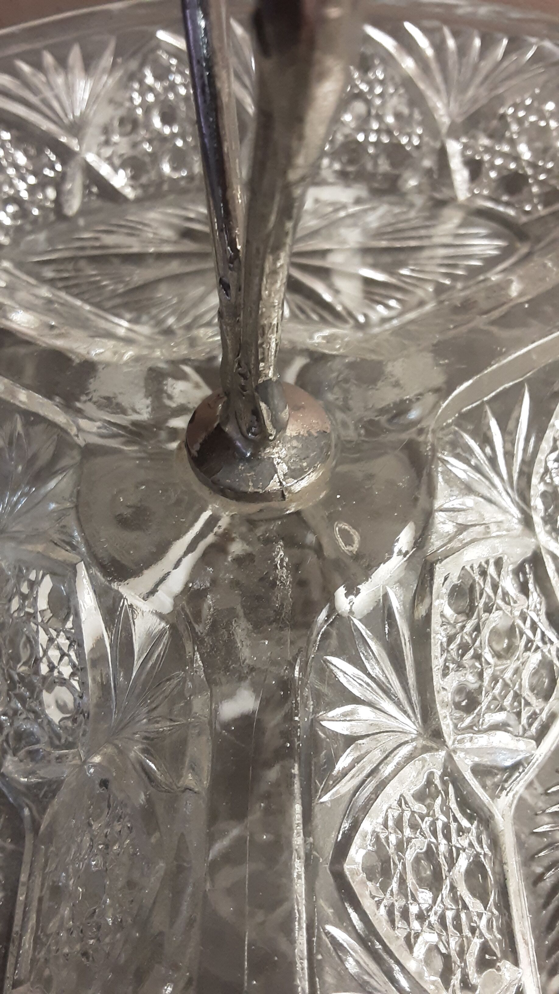 Aperitif dish or appetizer in vintage chiseled glass