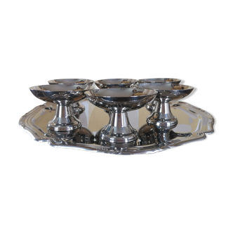 Plateau and 6 stainless steel ice cups