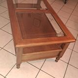 Table basse merisier et verre