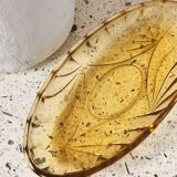 Oval-shaped amber molded glass bowl or dish (1960s)