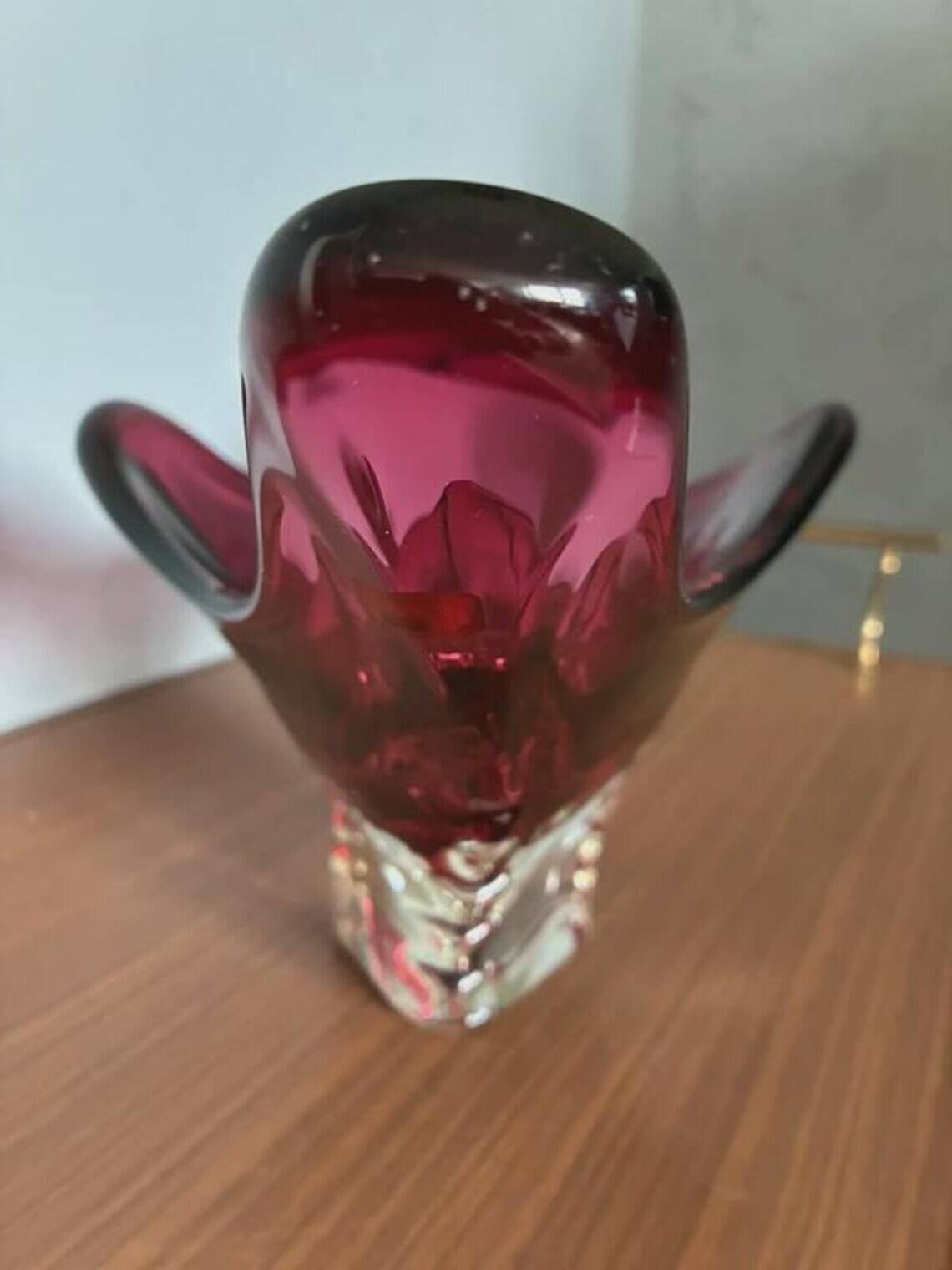 Murano art glass centrepiece bowl, ruby red, Italy, 1970s