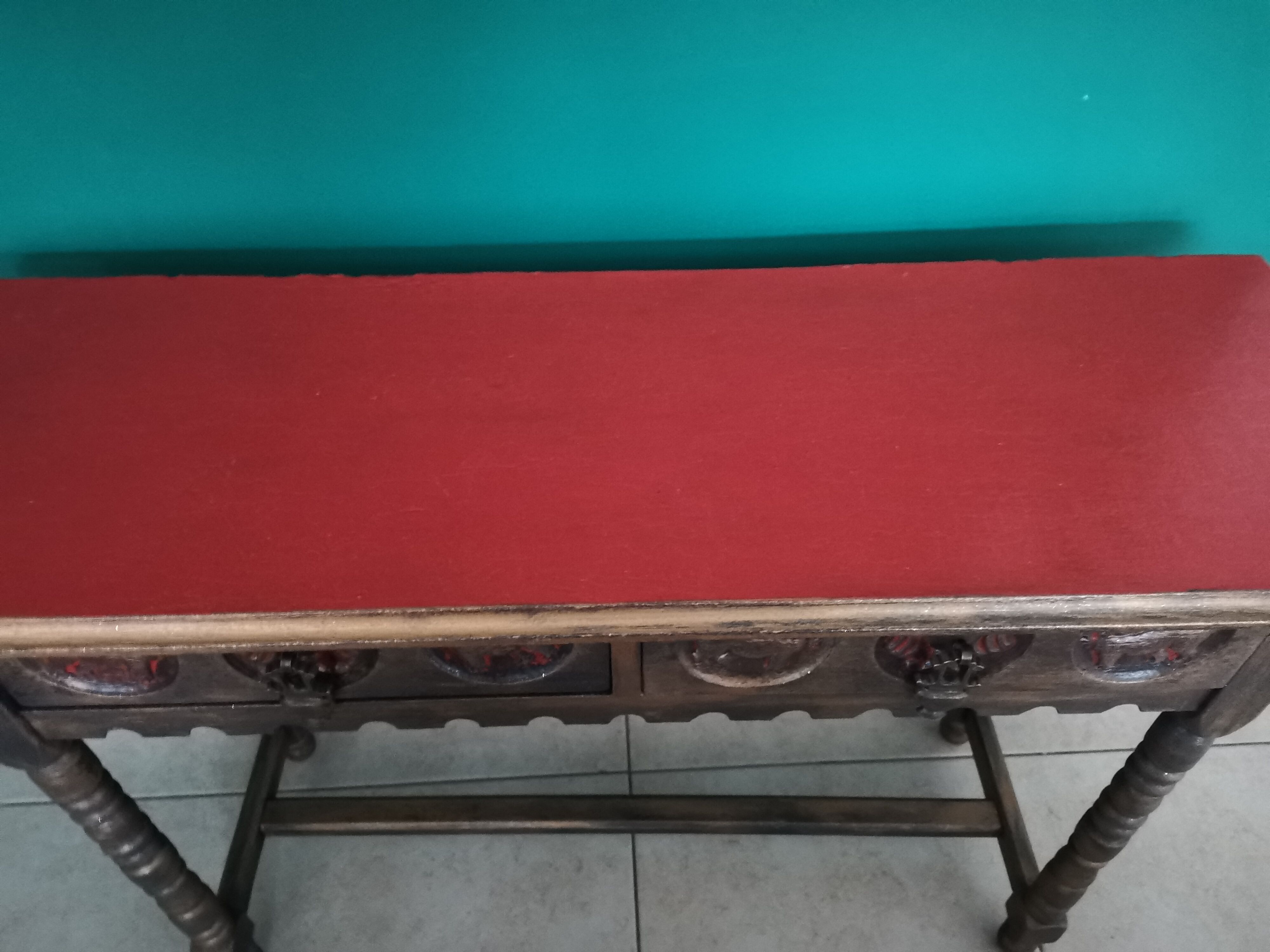 Wooden console 2 drawers antique Chinese style