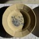 Set of 12 beige, pink, and blue deep plates from Digoin Sarreguemines, vintage.