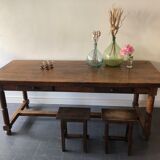 Farm table with stowed