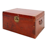 Chinese red lacquered leather trunk from the early 20th century.