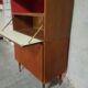 Teak bar cabinet and teak veneer, saddle leather and brass handles