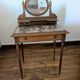 coiffeuse d'époque 1990 avec miroir  psyché orientable et marbre