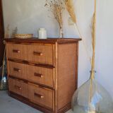Vintage rattan chest of drawers