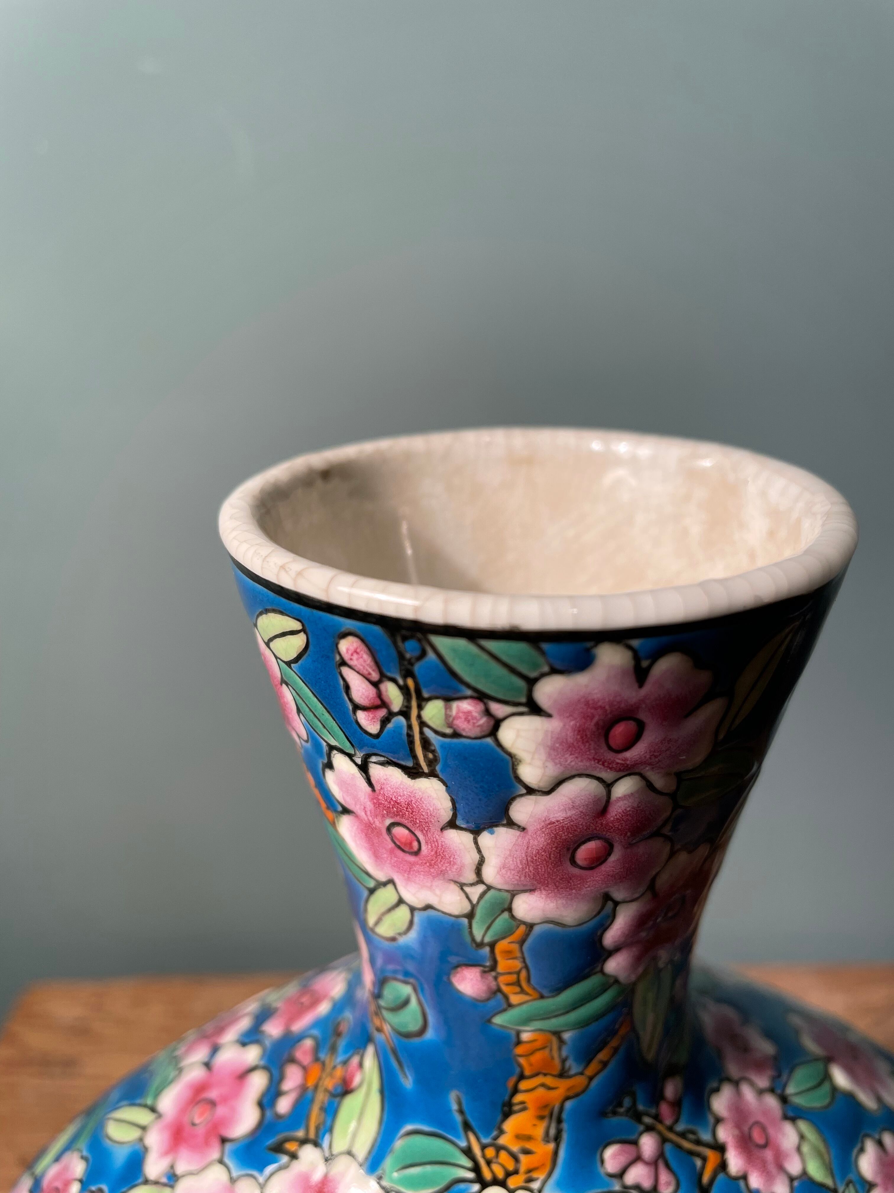Vase shape gourd Les Bleus de Louvière Émaux, 1930s