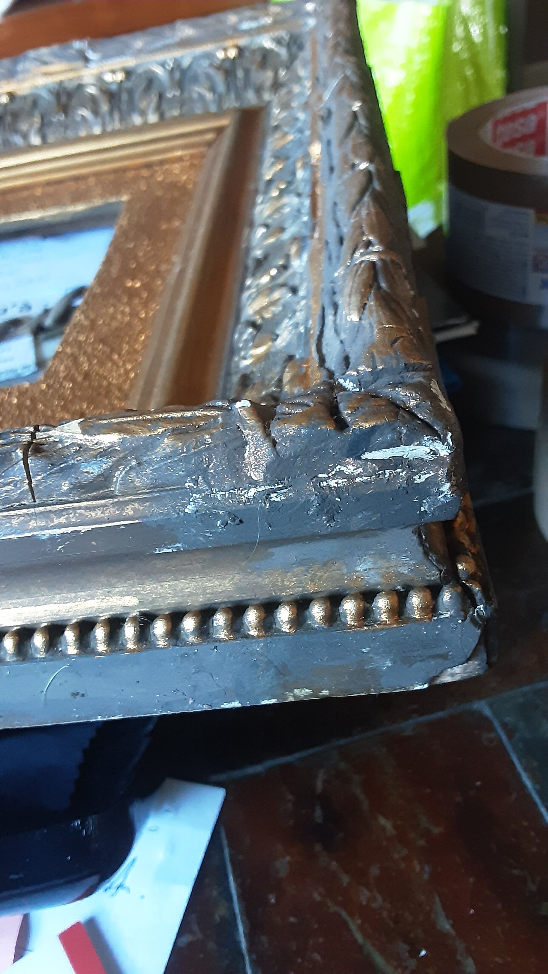 Wood frame and old plaster