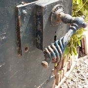 Solid gate, garden iron, H227x110cm, old, exterior door