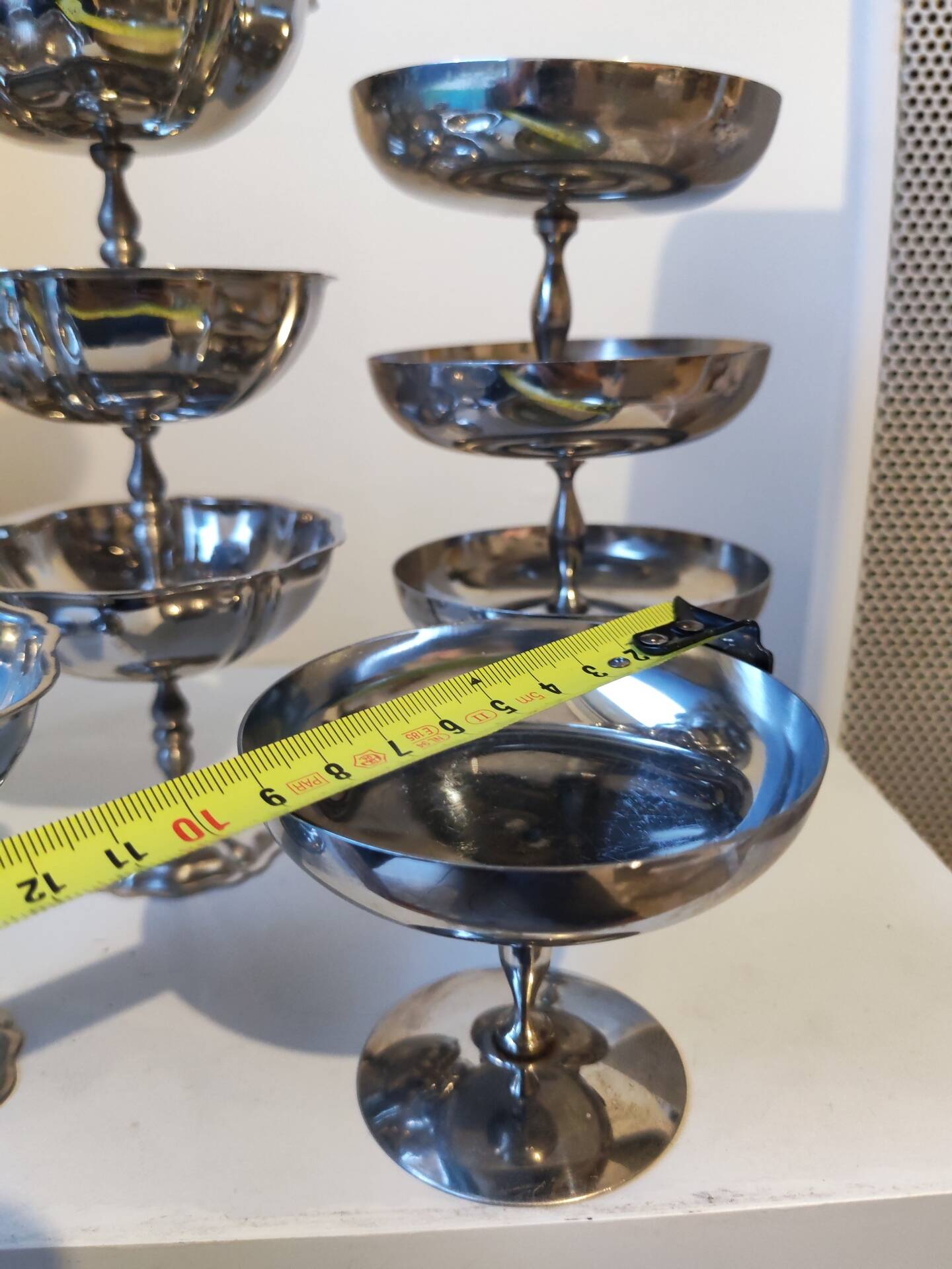 27 coupes en acier chromé inoxydable