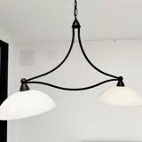 Billiard pendant light with double opaline lampshade