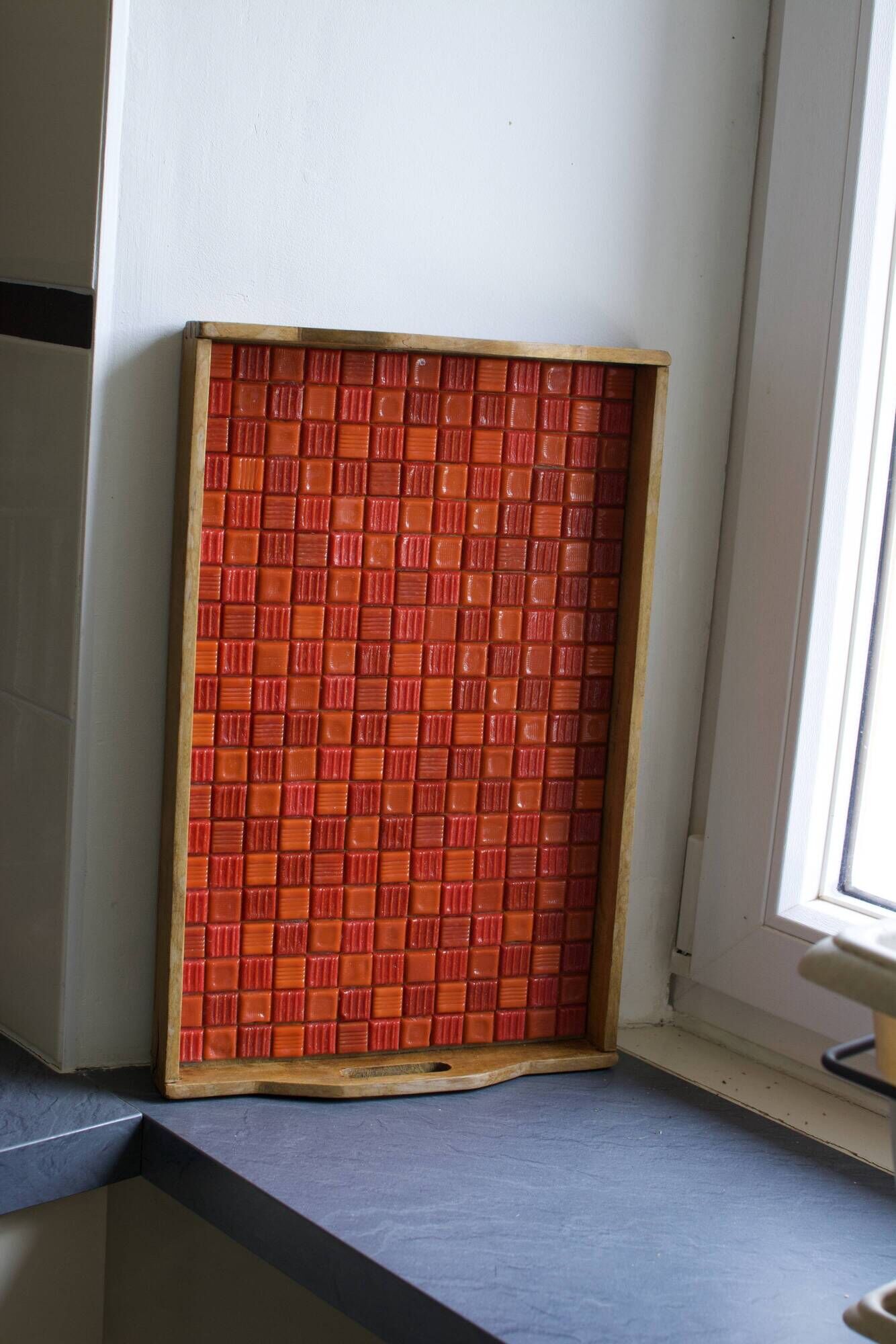 Vintage serving tray 60s 70s mosaic