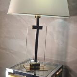 Lampe style de luxe  1970 a 80  laiton et plexi ,quelques trace usure , 65x40 d origine