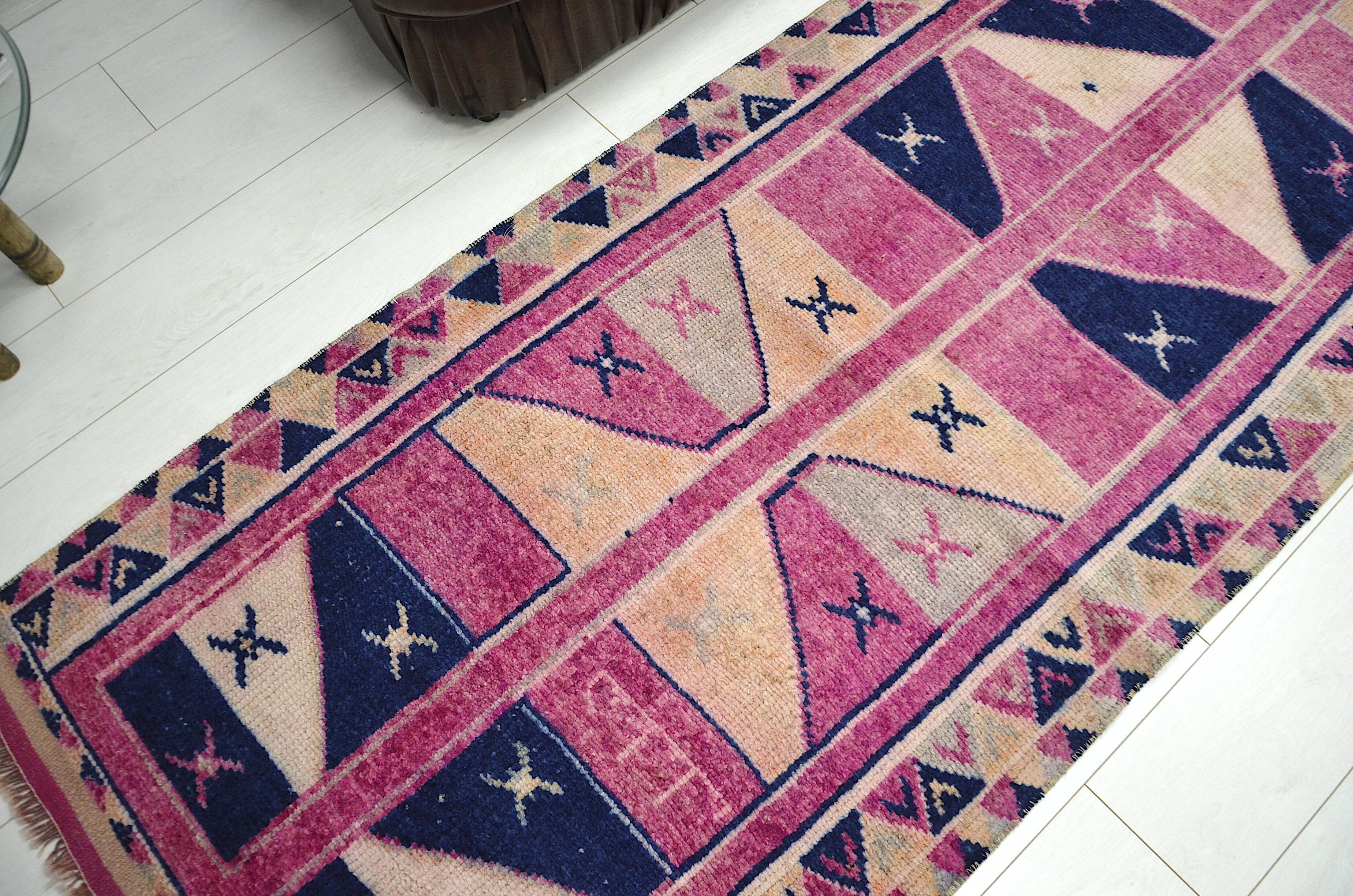 Pink & Dark Blue Anatolian Runner sku 2269.