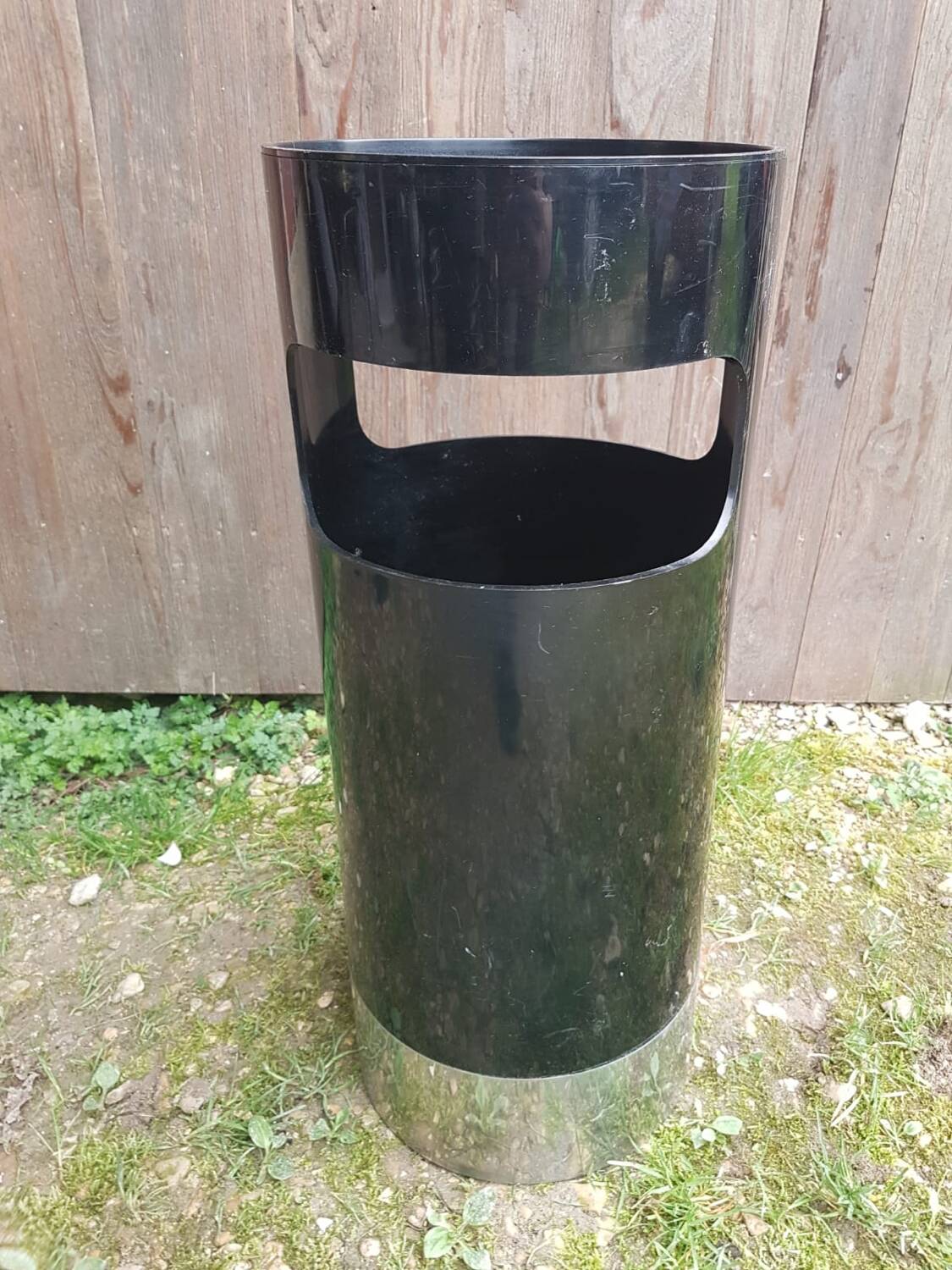 Umbrella holder trash can kartell 4610-50 design gino colombini black & stainless steel #a658